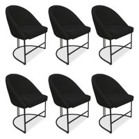 Kit 06 Cadeiras Poltrona de Jantar Bela Veludo Preto Base Metálica Industrial Preto - Pallazio