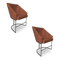 Kit 2 Poltronas Luxo Alana Veludo Base Ferro Preto - Pallazio Cor:Terracota