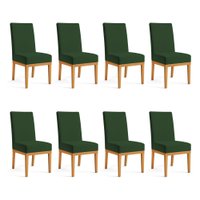 Kit 8 Cadeiras de Jantar Brisa Veludo Base de Madeira - Pallazio Cor:Verde