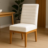 Cadeira de Jantar Solana Suede Base de Madeira - Pallazio Cor:Bege