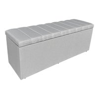 Calçadeira Recamier Baú Queen 1,60m Holanda Linho Cinza - Pallazio