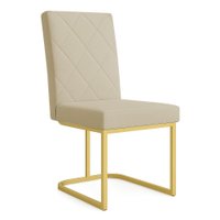 Cadeira de Jantar Estofada Siena Linho Dourado Base de Ferro Dourada - Pallazio