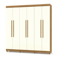 Guarda Roupa Casal 6 Portas 218 cm Elegância Nature/Champanhe -  Pallazio