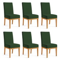Kit 6 Cadeiras de Jantar Brisa Veludo Base de Madeira - Pallazio Cor:Verde
