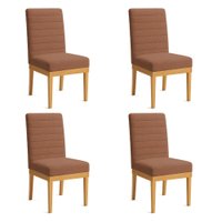 Kit 4 Cadeiras de Jantar Solana Boucle Base de Madeira - Pallazio Cor:Terracota