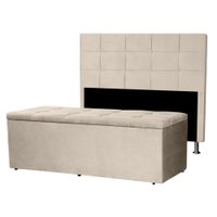 Kit Cabeceira e Calçadeira Baú Solteiro 0,90m Roma Suede - Pallazio