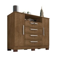 Cômoda Rack para Quarto 2 Portas e 4 Gavetas Lolla Malbec - Pallazio