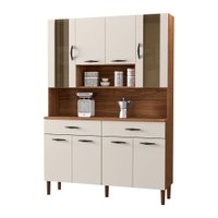 Armário de Cozinha Compacta 8 Portas e 2 Gavetas 121cm Gold Nogueira/Off White - Pallazio