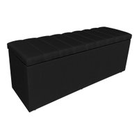 Calçadeira Recamier Baú Casal 1,40m Holanda Suede Preto - Pallazio