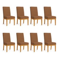Kit 8 Cadeiras de Jantar Solana Veludo Base de Madeira - Pallazio Cor:Terracota