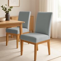 Kit 2 Cadeiras de Jantar Solana Suede Base de Madeira - Pallazio Cor:Cinza