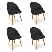 Kit 4 Cadeiras de Jantar Bela Veludo Preto Pés Palito Castanho - Pallazio