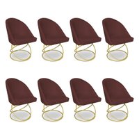 Kit 08 Cadeiras Poltrona de Jantar Bela Suede Marsala Base Metálica Luxo Dourado - Pallazio