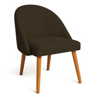 Cadeira Poltrona de Jantar Luna Suede Marrom Pés Palito Castanho - Pallazio