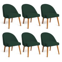 Kit 06 Cadeiras Poltrona de Jantar Luna Suede Pés Palito Castanho - Pallazio