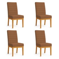 Kit 4 Cadeiras de Jantar Solana Veludo Base de Madeira - Pallazio Cor:Terracota