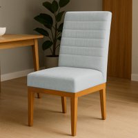 Cadeira de Jantar Solana Suede Base de Madeira - Pallazio Cor:Cinza