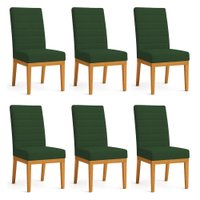 Kit 6 Cadeiras de Jantar Solana Veludo Verde Base de Madeira - Pallazio