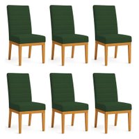 Kit 6 Cadeiras de Jantar Solana Veludo Base de Madeira - Pallazio Cor:Verde