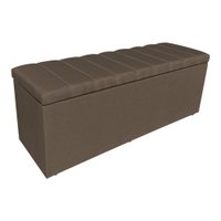 Calçadeira Recamier Baú Solteiro 0,90m Holanda Linho Marrom - Pallazio