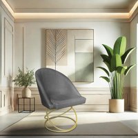 Kit 04 Cadeiras Poltrona de Jantar Bela Suede Grafite Base Metálica Luxo Dourado - Pallazio