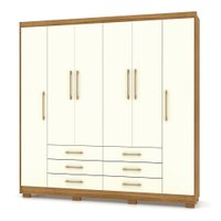 Guarda Roupa Casal 6 Portas e 6 Gavetas Toronto Nature/Champanhe - Pallazio