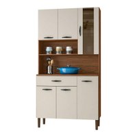 Armário de Cozinha Compacta 6 Portas e 1 Gaveta 90 cm Gold Nogueira/Off White - Pallazio