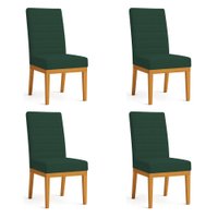 Kit 4 Cadeiras de Jantar Solana Suede Base de Madeira - Pallazio Cor:Verde