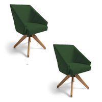Kit 2 Poltronas Giratórias Alana Suede Base de Madeira - Pallazio Cor:Verde