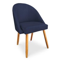Cadeira de Jantar Bela Veludo Azul Marinho Pés Palito Castanho - Pallazio