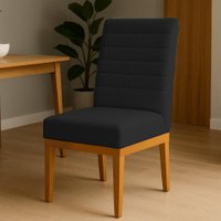 Cadeira de Jantar Solana Veludo Base de Madeira - Pallazio Cor:Preto
