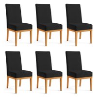 Kit 6 Cadeiras de Jantar Brisa Veludo Base de Madeira - Pallazio Cor:Preto
