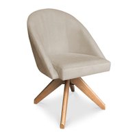 Kit 02 Poltronas Cadeira Giratória Bela Veludo Base de Madeira - Pallazio