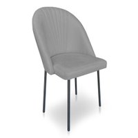 Cadeira Poltrona de Jantar Ariel Suede Grafite Pés de Ferro Preto - Pallazio