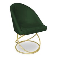 Cadeira Poltrona de Jantar Bela Suede Verde Base Metálica Luxo Dourado - Pallazio
