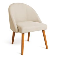 Cadeira Poltrona de Jantar Luna Suede Bege Pés Palito Castanho - Pallazio