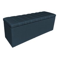 Calçadeira Recamier Baú Queen 1,60m Holanda Suede Azul Marinho - Pallazio