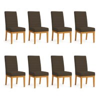 Kit 8 Cadeiras de Jantar Solana Veludo Base de Madeira - Pallazio Cor:Marrom