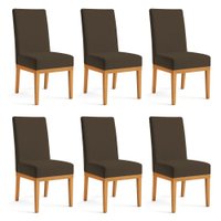 Kit 6 Cadeiras de Jantar Brisa Veludo Base de Madeira - Pallazio Cor:Marrom