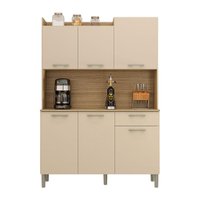 Armário de Cozinha Compacta 6 Portas e 1 Gaveta 121cm Florença Freijó/Vanilla - Pallazio