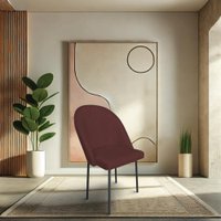 Kit 6 Cadeiras Poltrona de Jantar Ariel Suede Marsala Pés de Ferro Preto - Pallazio