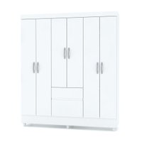 Guarda Roupa Solteiro 6 Portas 153 cm Rio Plus Branco - Pallazio