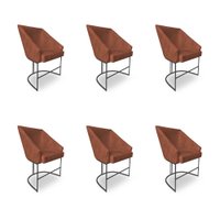 Kit 6 Poltronas Luxo Alana Veludo Base Ferro Preto - Pallazio Cor:Terracota