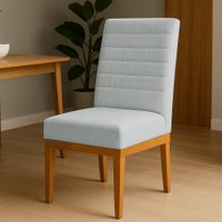 Cadeira de Jantar Solana Suede Cinza Base de Madeira - Pallazio