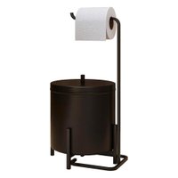 Kit Lixeira 6L e Porta Papel Higiênico Eleganza Metal Preto - Pallazio