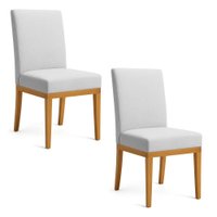 Kit 2 Cadeiras de Jantar Solana Linho Base de Madeira - Pallazio Cor:Cinza