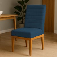 Cadeira de Jantar Solana Suede Base de Madeira - Pallazio Cor:Azul Marinho