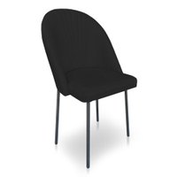 Cadeira Poltrona de Jantar Ariel Suede Preto Pés de Ferro Preto - Pallazio