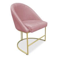 Cadeira Poltrona de Jantar Bela Veludo Rosê Base Metálica Industrial Dourado - Pallazio