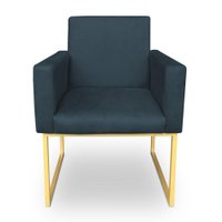 Kit 2 Poltronas Decorativa Nina Suede Base Metálica Industrial Dourado - Pallazio